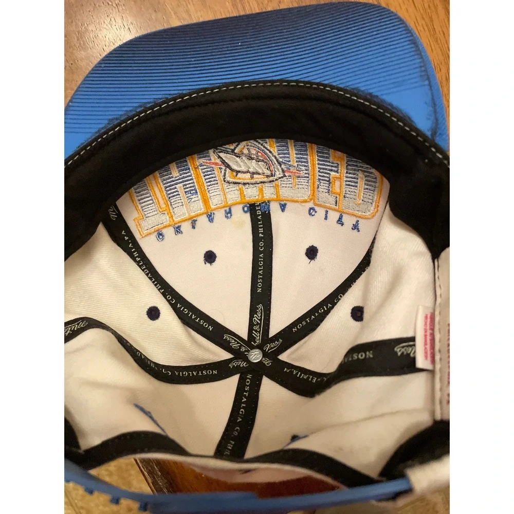 Mitchell & Ness Oklahoma City Thunder Snapback Hat White Blue NBA OKC Cap Mens